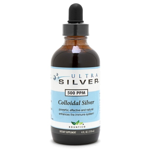 [BRSWIFI2CQAWK3A3] Ultra Silver® Colloidal Silver | 500 PPM, 4 Oz (118mL) | Mineral Liquid Supplement | True Colloidal Silver - with Dropper