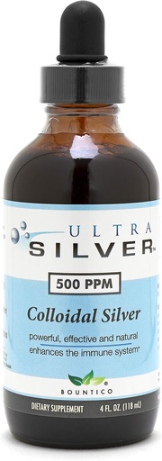 [BRSWIFI2CQAWK3A3] Ultra Silver® Colloidal Silver | 500 PPM, 4 Oz (118mL) | Mineral Liquid Supplement | True Colloidal Silver - with Dropper