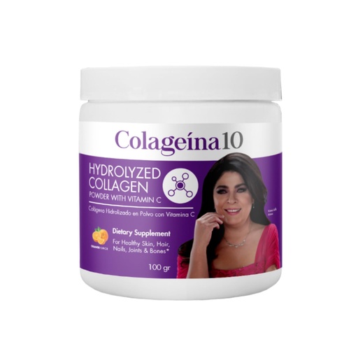 [BRSWIEIGBYOAOGT2] Colageina 10, Hidrolyzed Collagen Powder con vitamina C, mejora la apariencia de la piel, ayuda al crecimiento del cabello, uñas más sanas, 3.5 Oz Powder, Jar.