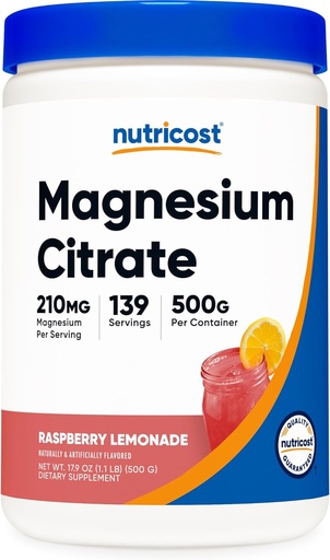 [BRSW2AIZOEJQOCA3] Nutricost Magnezyum Citrate Toz (Raspberry Lemonade, 500 Gram)
