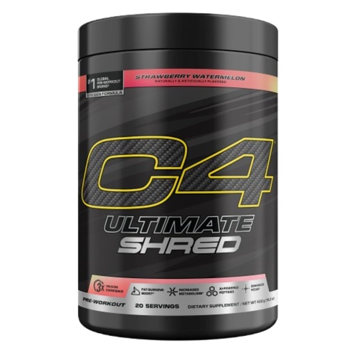[BRSWGEA7BMPQ4ETK] Cellucor C4 Ultimate Shred Pre Workout Powder, Fat Burner for Men & Women, Weight Loss Supplement with Ginger Root Extract, Strawberry Watermelon, 20 Servings, 12.3 Ounce (Pack of 1)