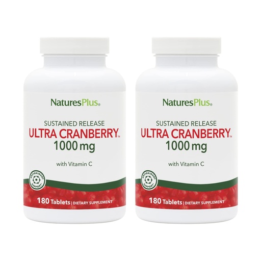 [BRSWYBLRBAHAKFA4] NaturesPlus Ultra Cranberry 1000-180 Sustained Release Tablets, Pack of 2 - Supports a Healthy Urinary Tract - Non-GMO, Vegetarian, Gluten Free - 180 Total Servings