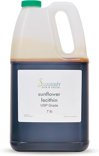 [BRSWYZ35OF7BO23O] Sunflower Lecithin Liquid Oil | Cold Pressed Unrefined | USP Grade Unbleached 100% Pure Natural Sunflower Lecithin Oil | Skin Moisturizer, Soap Making | 7 lb