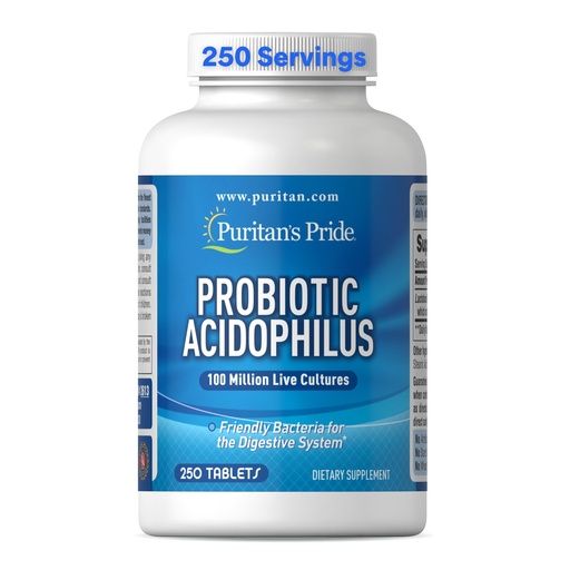 [BRSWIZQ3OVYQ4CAZ] Puritan's Pride Daily Probiotic Acidophilus, 100 Million Live Cultures, Dietary Supplement for Digestive, Gut, and Immune Health, Soy, Sodium, and Gluten Free, 8 Month Supply, 250 Tablets
