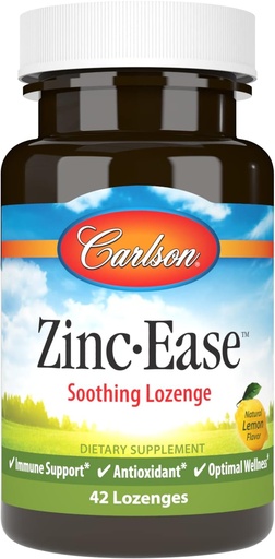 [BRSWECQ2PJ4AKET7] Carlson - Zinc-Ease, Soothing Lozenge, Immune Support & Optimal Wellness, Antioxidant, Lemon, 42 Lozenges