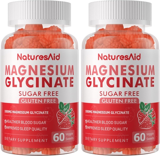 [BRSRA2QTCJ5WOELA] Magnesium Glycinate Gummies 1000mg - Sugar Free Magnesium Potassium Supplement with Vitamin D, B6, CoQ10 for Calm Mood & Sleep Support - 120 Strawberry Gummies -2 Pack