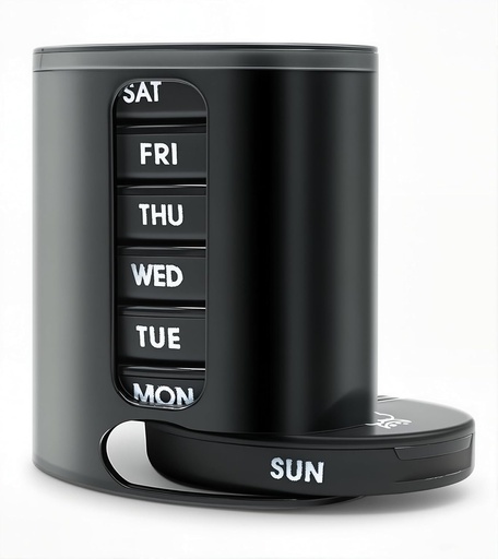 [BRSWYCA2BAMQKG3O] Weekly Pill Organizer (Twice-A-Day), Portable 7 Day Pill Box Case with Stackable AM/PM Compartments for Pills, Vitamin, Fish Oil, Supplements,Rainbow (Black)