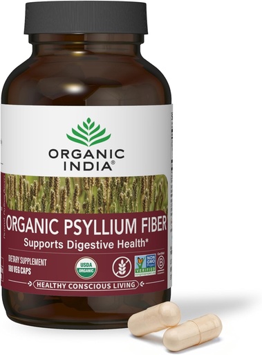 [BRSW2FT4BEDRYYI2] ORGANIC INDIA Psyllium Husk Capsules - 纤维补充,健康消除 - Vegan, Keto Friendly, Gluten - Free, USDA 认证有机体,非GMO,溶性与不溶性纤维源 - 180