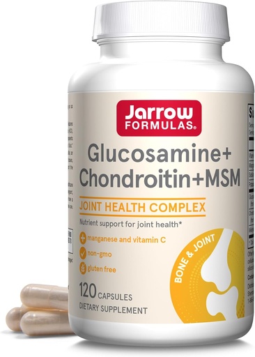 [BRSWIY32BQOB6ELG] Jarrow Formulas® Glucosamine + Condroitina + MSM Capsules, Suplemento de Soporte Conjunto con Vitamina C y Manganese, 30 cápsulas, 120 Day Supply
