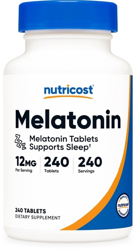 [BRSW2ZIKCJ5RE2AY] Nutricost Melatonin 12mg, 240 Tablets - 12mg Per Serving, Non-GMO, Gluten Free