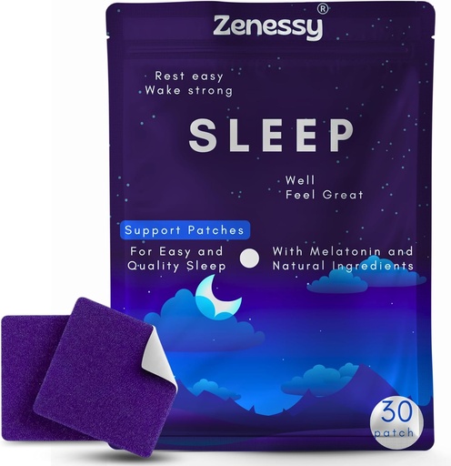 [BRSRAZYHAB5GA2TV] Sleep Patches - Herbal Melatonin, Valerian Root and Magnesium Infused Patches for Better Sleep, All-Night Rest & Relaxation, Non-Habit Forming, Easy to Apply, 30 Patches