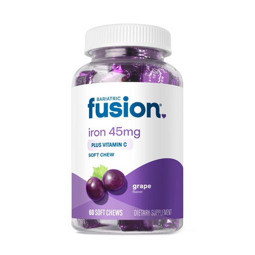 [BRSWYZQ6AQMGMHI4] Bariatric Fusion Iron Supplement for Women Anemia | Chewable Iron with Vitamin C | Grape Flavored Soft Chew | Gentle on Stomach Ferrous Fumarate for Women and Men | Gluten Free | 60 Count