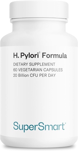 [BRSWGGAQBEHQIE3V] Supersmart H. Pylori Formula 20 Billion CFU per Day (High Potency) - Patented Pylopass Probiotic Lactobacillus Reuteri DSM 17648 Supplement | Non-GMO & Gluten Free - 60 Vegetarian Capsules
