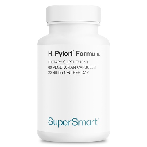 [BRSWGGAQBEHQIE3V] Supersmart H. Pylori Formula 20 Billion CFU per Day - Natural Probiotic Lactobacillus Reuteri DSM 17648 Supplement | Non-GMO & Gluten Free - 60 Vegetarian Capsules