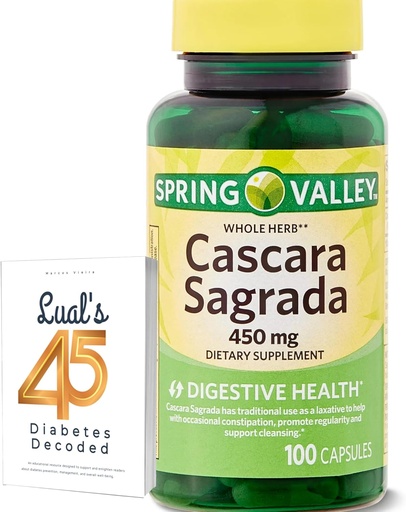 [BRSRMBL6BUMRMEQV] Cascara Sagrada 450mg. Ανοιξιάτικη κοιλάδα Cascara Sagrada 450mg 100 Count, ολόκληρο Herb Cascara Sagrada Digestive Health Συμπλήρωμα διατροφής Κάψουλες Bundle με 45 διαβήτης του Luall Αποκωδικοποιημένο