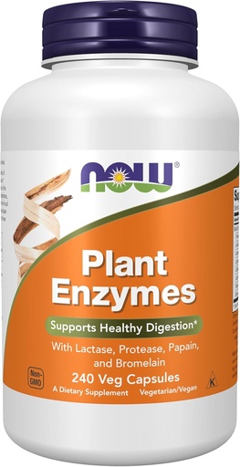 [BRSWIY32BQPGKCTK] NOW Foods Supplements, Plant Enzymes with Lactase, Protease, Papain and Bromelain, 240 Veg Capsules
