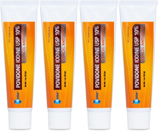 [BRSRMBITOAIWO2Y7] Globe (4 Pack) Povidone Iodine 10% First Aid Ointment 1 Oz, for Cuts Scrapes Burns (Compare to Betadine)
