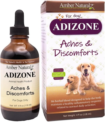 [BRSWIEAQBN4QKHTK] Amber NaturalZ Adizone Herbal Supplement for Dogs | 건강한 염증 대응, 오카시 불쾌 및 관절 기능 | Active 및 Aging Canines에 대한 천연 보조