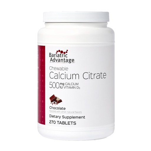 [BRSWGYL7PIDQI2TD] Bariatric Advantage Calcium Citrate Chewable 500 mg - for Bariatric Surgery Patients - High-Potency, Easy-Digest Tablets - Calcium Citrate - Bone Strength Supplements* - Chocolate - 270 Count