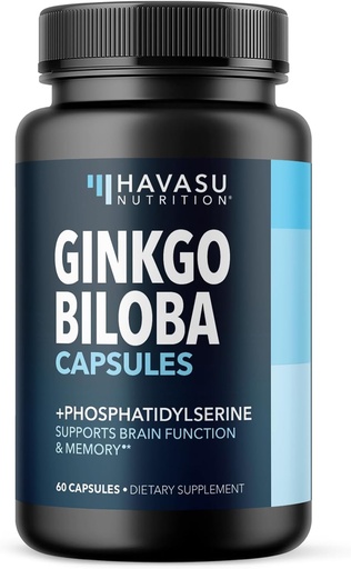 [BRSWGYADAR5GGGTU] Ginkgo Biloba 120mg with Phosphatidylserine - Nootropic Brain Health, Memory, and Focus Supplement - Supports Cognitive Function, Mental Clarity, and Alertness - 60 Non-GMO Capsules, 2 Month Supply
