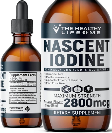 [BRSW2CQ5CIIAKHT7] Nascent Iodine Supplement | 2800mcg | Potassium Iodide | Iodine Drops | 100% Vegan | Clear Color | Large 2oz