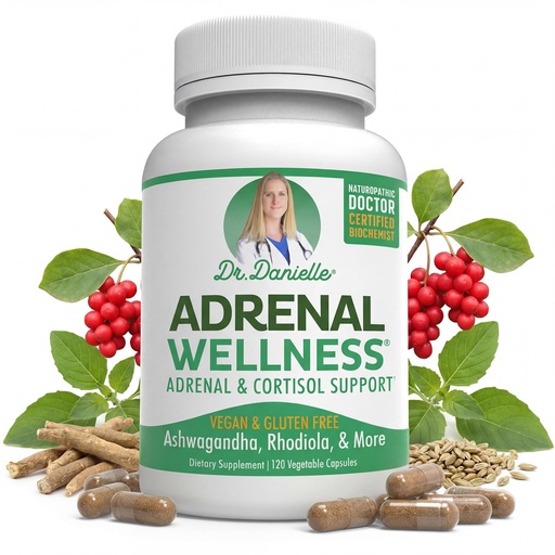 [BRSWKYIPOJ4AY33M] Adrenal Wellness Ashwagandha & More - Organic Mind, Body Support by Dr. Danielle, 120 Capsules