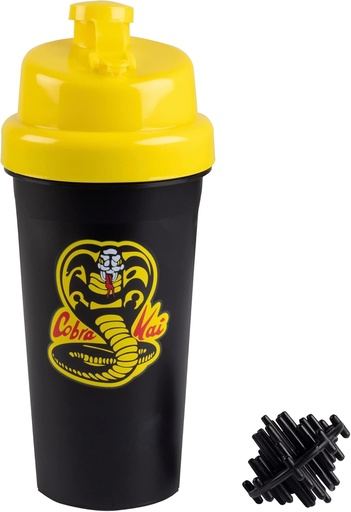 [BRSRMGQPAEIGKHYY] Karate Kid Cobra Kai 25oz Shaker Bottle w/Blender Mixer Ball - Drink Measurements, Fliptop, Leakproof Screw Lid- Blend Protein Powder, Sports Drinks, Shakes, Smoothies - Officially Licensed