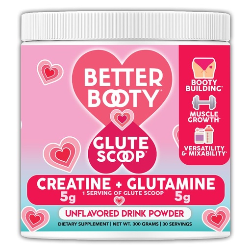 [BRSROCA7BB4GE3TJ] Angry Supplements Better Booty Glute Scoop, Creatine for Women Creatine + L’Glutamine Amino Acid, Perfect Drink Mix Supplement, Unflavored (300 Grams, 30 Servings)