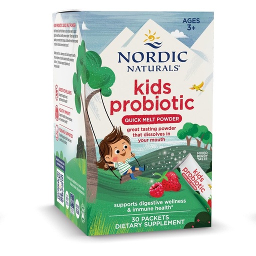 [BRSWGZ3ROFYGMEY2] Nordic Naturals Kids Probiotic Quick Melt Powder, Mixed Berry - 30 Packets - 3 Billion CFU - Digestive Wellness, Immune Support - Non-GMO, Vegan - 30 Servings