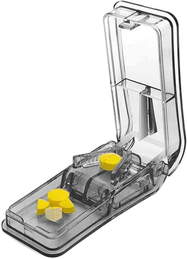 [BRSWYGD6CEGWGFA7] Pillenschneider für kleine oder große Pillen. Die beste Multiple Pille Splitter Ever! Design in den USA. Doppelt als Pille Box. Nicht geeignet für Tiny Pills. Schlüsselanhänger Pillenhalter als Bonus. (Gray)