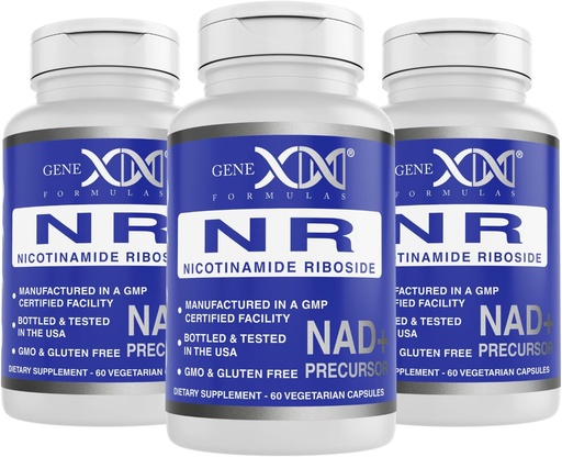 [BRSWGFT7A4IRED3J] Genex Formulas NR Nicotinamide Riboside 300mg (3 Pack) NAD+ Precursor per l'invecchiamento sano - Certificazione GMP, Non OGM, Senza glutine, Vegetariano