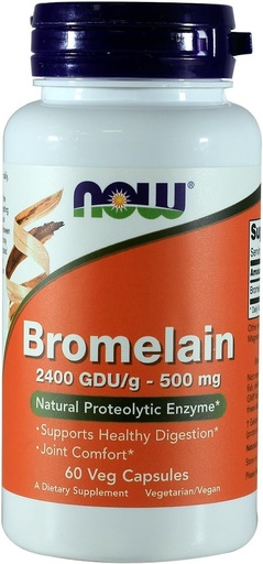 [BRSWIYYPOMMAECI7] NOW Bromelain 2400 GDU, 500mg, 60 Capsules (Pack of 2)