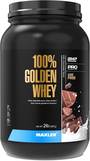 [BRSWK2Y2OAHWIETI] Maxler 100% Golden Whey Protein - 22g Protein per servering - Premium Whey Protein Powder för Pre Post Workout - Fast-Absorbing Whey Concentrate Isolate & Hydrolysate Blend - Milk Chocolate Protein 2 lb