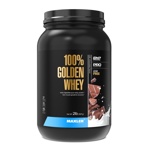 [BRSWK2Y2OAHWIETI] Maxler 100% Golden Whey Protein - 22g of Protein per Serving - Whey Protein Powder for Pre Post Workout - Fast-Absorbing Whey Concentrate, Isolate & Hydrolysate Blend - Milk Chocolate Protein 2 lb