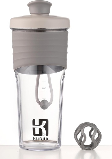 [BRSRA2Q2CIFBU3TU] 2nd Generation Shaker Bottle for Protein with Mixing Ball - Perfect for Workouts and Outdoor Use, 24-Ounces Whey Protein Shaker with Clear Measurement (Gray)