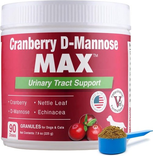 [BRSROCQ7A56WAYDB] Cranberry D Mannose MAX-hund Urin Tract (UT) Helse, Blader og nyre støtte Supplement - UTI Bladder Control for hunder-Granules (90 doser)