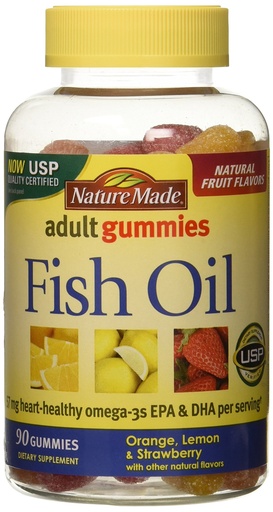 [BRSWI2YOBMMWAFDO] Nature Made Fish Oil Adult Gummies - Orange Lemon & Strawberry Banana 90 Ct, Pack of 2