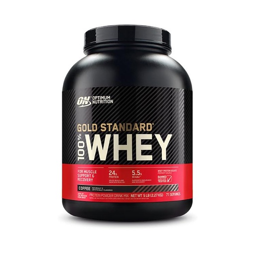 [BRSWECQBO4MB633K] OPTIMUM NUTRITION GOLD STANDARD 100% Whey Protein Powder, Coffee, 5 Pound