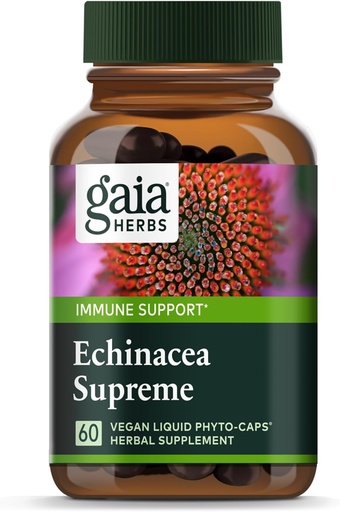 [BRSWIYL7C4ARSDTK] Gaia Herbs Echinacea Supremo - Suplemento de soporte inmune - Echinacea Purpurea & Angustifolia Blend para apoiar o sistema inmunitario * - 60 Vegan Liquid Phyto-Capsules (30-Day Supply)