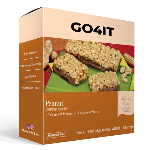 [BRSWGFIPAEIWAYIV] GO4IT Health Meal Replacement Bar, HIGH Protein Nutrition Bar, HIGH Fiber, LOW Calories, KETO friendly, On-the-go, Weight Loss Food Bar, 7/Box - (Peanut)