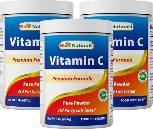 [BRSW2AYFAUHGAALO] Best Naturals 100% Pure Vitamin C Powder Non-GMO 1 lb (454 Grams) Powder (Also Called Ascorbic Acid) (1 LB (Pack of 3))