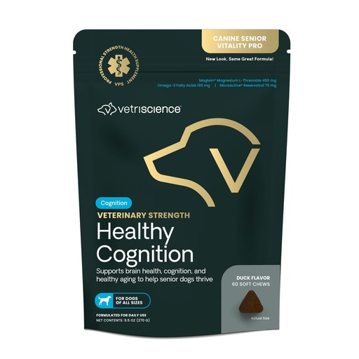 [BRSWGEIDAR5R4D3U] VetriScience Veterinary Strength Healthy Cognition Chews - Senior Wellness Supplement for Dogs - Supports Cognition, Immune Function & Metabolism - 60 Count