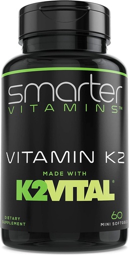 [BRSWY2YHABYGAHLB] Smarter Vitamin K2 MK7 100mcg, Made with K2VITAL and Kale, 60 Liquid Softgels