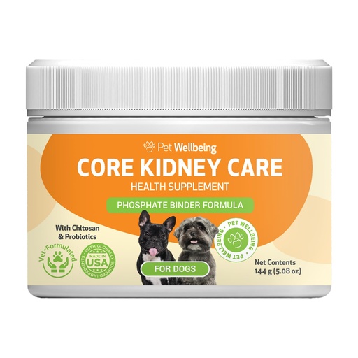 [BRSRO2YOOAHBAH3H] Pet Wellbeing Core Kidney Care for Dogs - Daily Phosphate Binder, Supports Healthy Kidney Function with FOS, Chitosan, Probiotics - Veterinarian-Formulated 5.08 oz (144 g) Powder