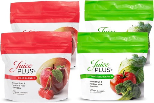[BRSWKZYNAAJRKGYV] SuicePlus+ Frutta e Verdura Frullate Morbide - Frutta Vegana Tasty, Vitamine Gummy Veggie per Adulti & Bambini - 4 Mesi Alimentazione 4 confezioni (2 di ogni sapore)