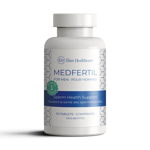 [BRSRMBIYDJ7AMHLH] Medfertil for Men Dietary Supplement (90 ct) with L-Carnitine, Vitamin C, E, B12, Folate, Zinc, Selenium, and Co-Q10 / Once a Day Tablet/ 3 Month Supply/Elan Healthcare