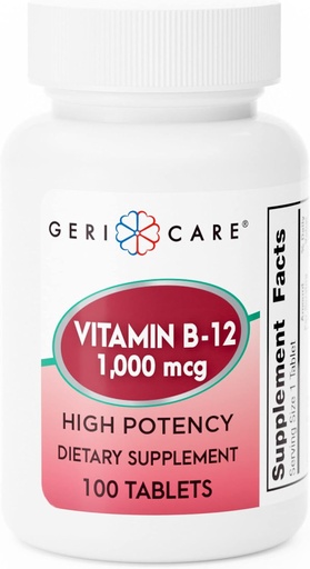 [BRSROY34BBYWMA3X] 老年护理维生素B-12 1000mcg 高潜力药片、促进能源、支持脑健康和维持健康神经系统营养补充100计数(包1)