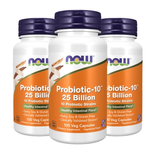 [BRSWG2QHOUIQOC32] NOW Foods Probiotic-10 25 Billion, 100 Count (Pack of 3)