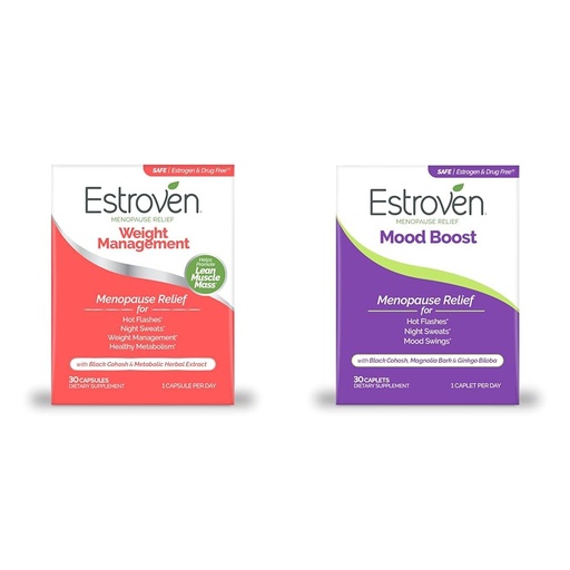 [BRSROAIPCQJQGYDL] Estroven Weight Management for Menopause Relief - 30 Ct. & Mood Boost for Menopause Relief - 30 Ct. - Clinically Proven Ingredients