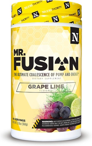 [BRSWYFL4OV4AEGQ6] Nutrithority Mr.Fusion Pre Workout Supplement, Grape Lime, 40 Servings - Intense Focus & Pumps, Nitric Oxide Booster, No Crash - Powerful Energy Powder to Increase Strength & Gains